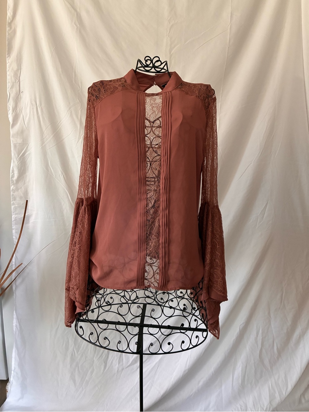 Y2K Style Whimsigoth Fairy Express Ethereal Bell Sleeve Dusty Rose Small